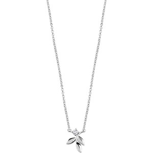 Flora - Biżuteria Yes Naszyjnik srebrny z cyrkoniami - liść - Flora