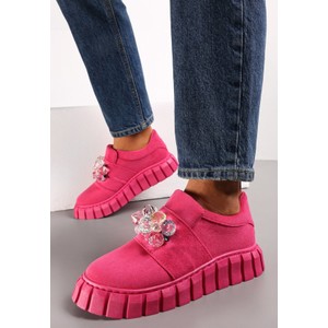 Różowe buty sportowe Renee w sportowym stylu sznurowane na platformie