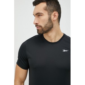 Czarny t-shirt Reebok w sportowym stylu z krótkim rękawem