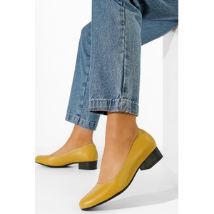 Żółte czółenka Zapatos z płaską podeszwą ze skóry