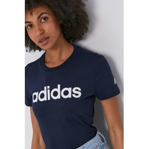 T-shirt Adidas z dzianiny z krótkim rękawem z okrągłym dekoltem