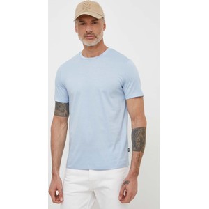 Niebieski t-shirt Hugo Boss w stylu casual z bawełny z krótkim rękawem