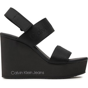 Czarne sandały Calvin Klein na koturnie