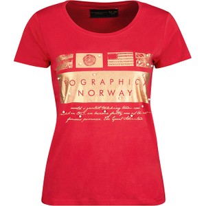 Czerwony t-shirt Geographical Norway z krótkim rękawem w sportowym stylu