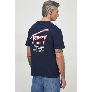 Granatowy t-shirt Tommy Jeans z bawełny w młodzieżowym stylu