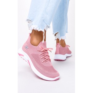 Różowe buty sportowe Casu w sportowym stylu sznurowane z płaską podeszwą