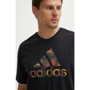 Czarny t-shirt Adidas w sportowym stylu z nadrukiem