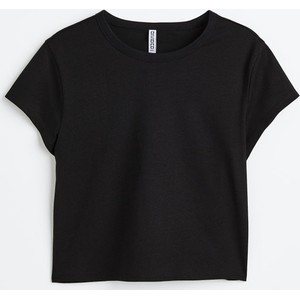 Czarna bluzka H & M w stylu casual z okrągłym dekoltem