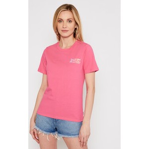 Różowy t-shirt Converse w stylu casual z krótkim rękawem