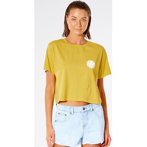 Żółty t-shirt Rip Curl z krótkim rękawem