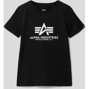 Czarna koszulka dziecięca Alpha Industries dla chłopców z krótkim rękawem