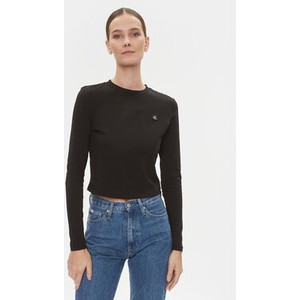 Bluzka Calvin Klein z okrągłym dekoltem z długim rękawem w stylu casual