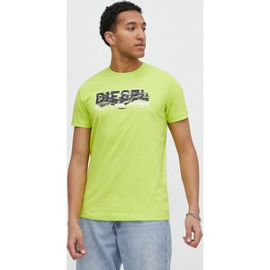 T-shirt Diesel z nadrukiem z krótkim rękawem w młodzieżowym stylu