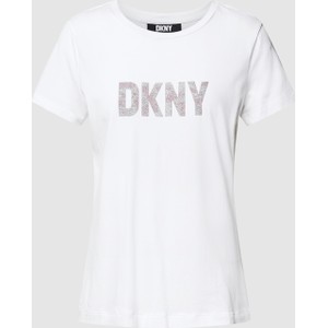 Bluzka DKNY w młodzieżowym stylu z bawełny z okrągłym dekoltem