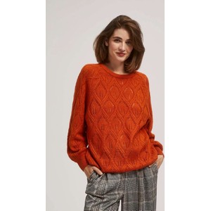 Pomarańczowy sweter Moodo.pl w stylu casual