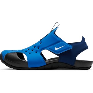 Niebieskie buty dziecięce letnie Nike ze skóry na rzepy