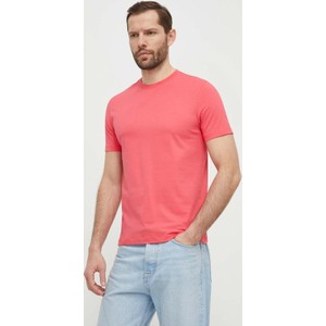 Różowy t-shirt Hugo Boss z bawełny z krótkim rękawem