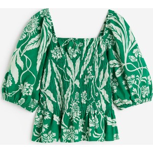 Zielona bluzka H & M w stylu casual z tkaniny