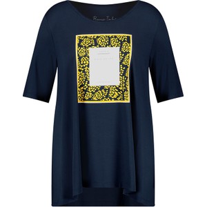 Granatowa bluzka Samoon w młodzieżowym stylu z okrągłym dekoltem