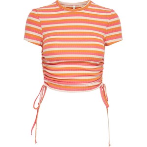 Pomarańczowa bluzka Only z krótkim rękawem w stylu casual