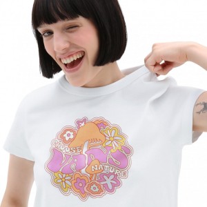 T-shirt Vans z bawełny w młodzieżowym stylu z okrągłym dekoltem