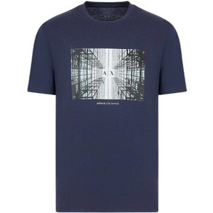 Niebieski t-shirt Armani Exchange z krótkim rękawem w młodzieżowym stylu