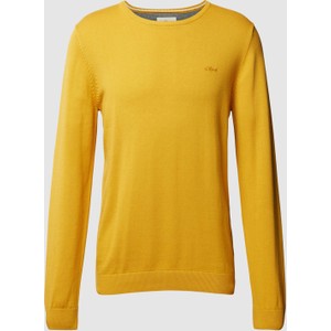 Żółty sweter S.Oliver z okrągłym dekoltem z bawełny w stylu casual