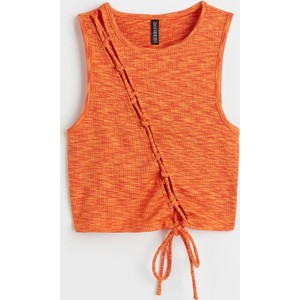 Pomarańczowa bluzka H & M z okrągłym dekoltem na ramiączkach w stylu casual