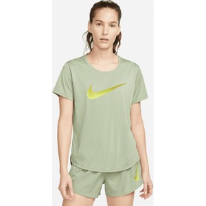 Zielona bluzka Nike z okrągłym dekoltem z krótkim rękawem w sportowym stylu