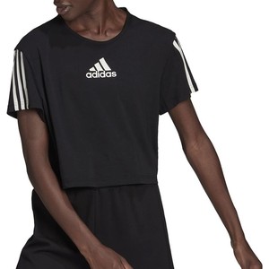 Czarny t-shirt Adidas z bawełny w sportowym stylu z krótkim rękawem