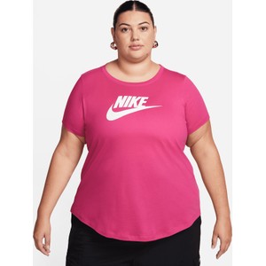 Różowy t-shirt Nike w sportowym stylu z okrągłym dekoltem