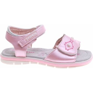 Różowe buty dziecięce letnie Pantofelek24 ze skóry na rzepy dla dziewczynek