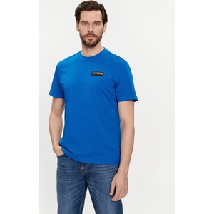 Niebieski t-shirt Napapijri z krótkim rękawem
