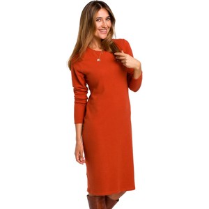 Czerwona sukienka Style w stylu casual midi z długim rękawem