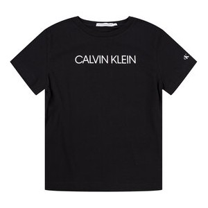 Czarna koszulka dziecięca Calvin Klein z krótkim rękawem z jeansu