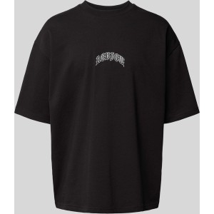 Czarny t-shirt Review z bawełny z krótkim rękawem w stylu casual