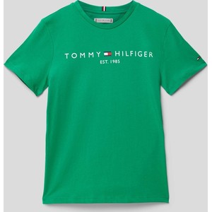 Zielona koszulka dziecięca Tommy Hilfiger z bawełny