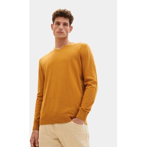 Pomarańczowy sweter Tom Tailor w stylu casual z okrągłym dekoltem