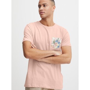 Różowy t-shirt Blend z nadrukiem z krótkim rękawem w młodzieżowym stylu