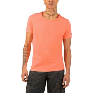 Pomarańczowy t-shirt Timezone z bawełny z krótkim rękawem w stylu casual