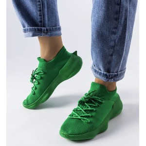 Zielone buty sportowe Gemre sznurowane z płaską podeszwą w sportowym stylu