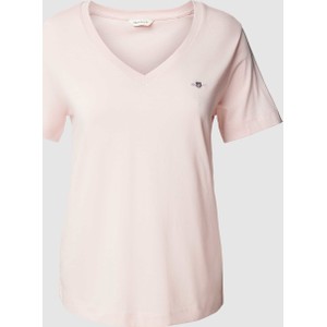 Różowy t-shirt Gant z bawełny