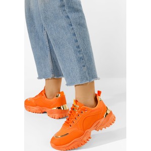Pomarańczowe buty sportowe Zapatos sznurowane z płaską podeszwą