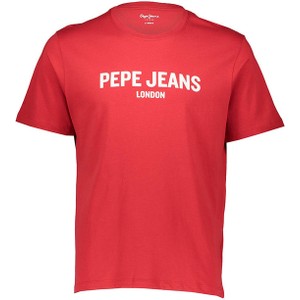 Czerwony t-shirt Pepe Jeans z krótkim rękawem