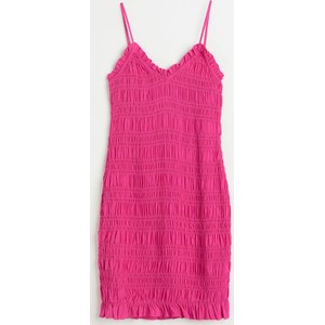Różowa sukienka H & M z dekoltem w kształcie litery v dopasowana mini