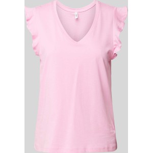 Różowa bluzka Only z bawełny z dekoltem w kształcie litery v w stylu casual