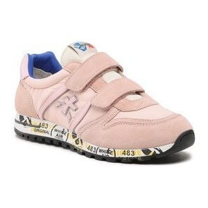 Różowe buty sportowe dziecięce Premiata dla dziewczynek na rzepy