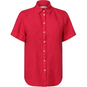 Czerwona koszula Marc O'Polo z krótkim rękawem z lnu w stylu casual