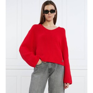 Czerwony sweter Hugo Boss z bawełny