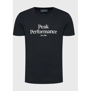 Czarny t-shirt Peak performance z krótkim rękawem w młodzieżowym stylu
